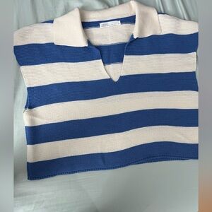 OAK + FORT Striped Knit in Blue and Cream
